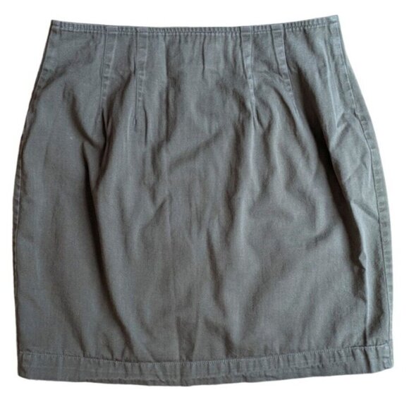 Vintage 90s State Of The Art Wrap Mini Skirt Khaki Green Size 11 Made In USA - Picture 2 of 7